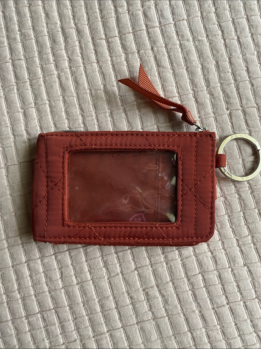 Vera Bradley Deluxe Zip ID case in Performance Twill in Toasted Terracotta - Picture 2 of 4